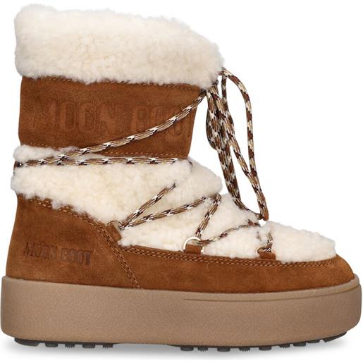 MOON BOOT shearling & suede ankle snow boots