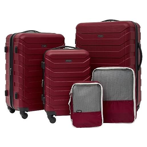 Wrangler set di 5 valigie e accessori, rosso, set da 5 pz, set di 5 valigie e accessori