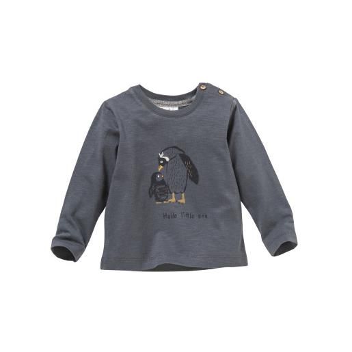 People Wear Organic maglietta lunga baby in cotone bio pinguini - col. Grigio ardesia