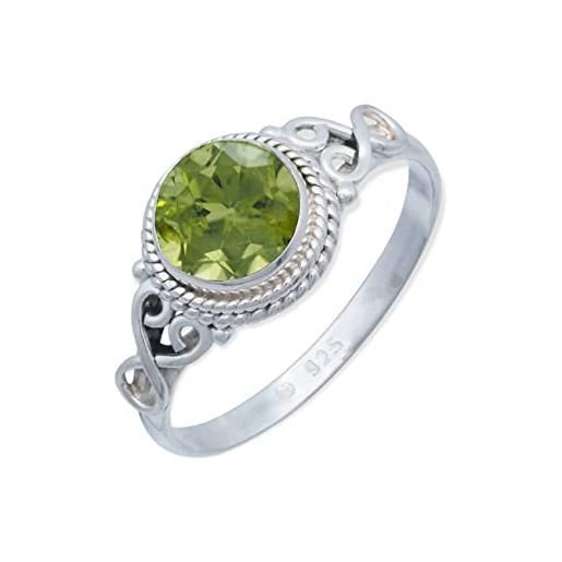 mantraroma anello argento 925 con pietre preziose peridoto pietra verde argento sterling da donna in vero argento (mrg-024-59-(50))