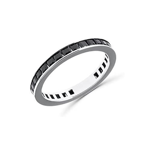 Anellissimo anello veretta binario pietre nere donna argento 925 con zirconi taglio carrè - 18