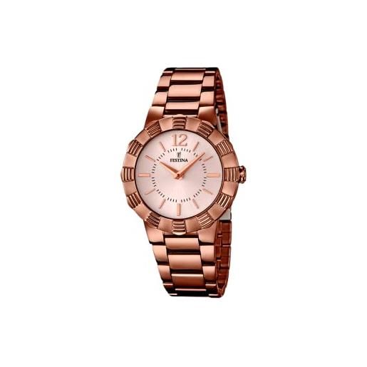 Festina f16800/1 - orologio da polso, donna, acciaio inox placcato, colore: marrone
