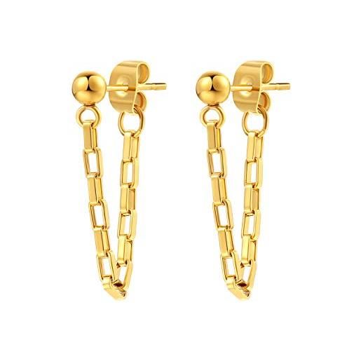 Happiness Boutique donna orecchini a catena in colore oro orecchini fini catena minimalista gioielli in acciaio inox