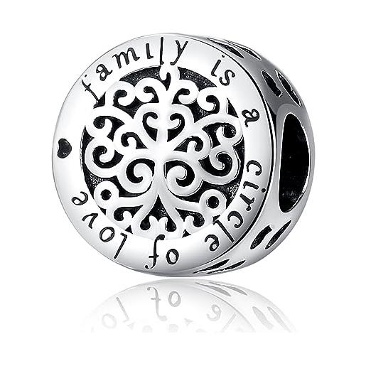 NINGAN 925 sterling silver round family beads family tree beads sono adatti per braccialetti femminili come regalo per i membri della famiglia