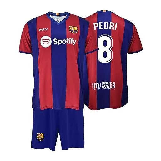 Futbol Club Barcelona maglietta e pantaloni - pedri 8 - prima equipaggiamento stagione 2023/2024 - replica ufficiale con licience bambino, barcellona, 10 anni