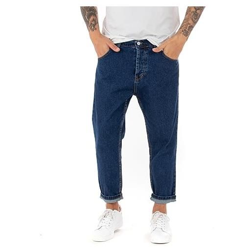 Giosal pantalone jeans uomo lungo cinque tasche rotture made in italy (46, denim)