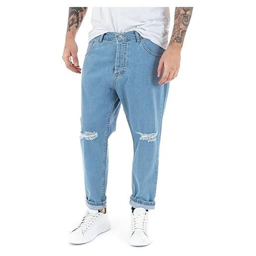 Giosal pantalone jeans uomo lungo cinque tasche rotture made in italy (44, denim scuro 1)