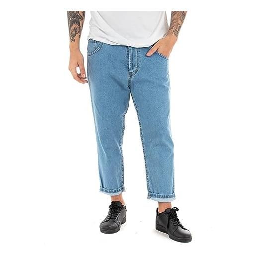 Giosal pantalone jeans uomo lungo cinque tasche rotture made in italy (46, denim)
