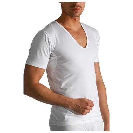 Mey 46038 men's white dry cotton v-neck short sleeve top medium