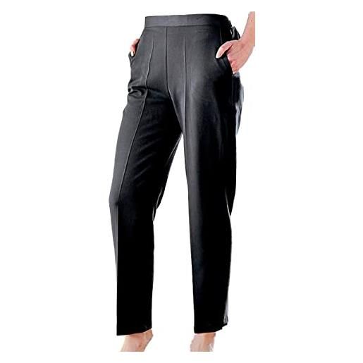 JM CLOTHING nuovi pantaloni elasticizzati in vita elasticizzata a due vie da lavoro per donna taglie forti abbigliamento casual pantaloni lunghi alla moda, nero , 56 corot