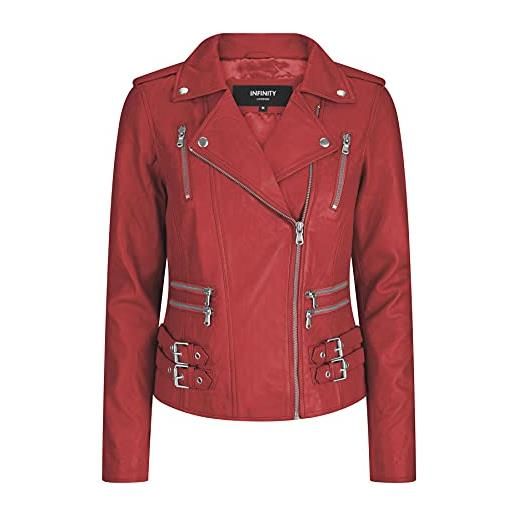 Aviatrix giacca da donna in vera pelle, rossa, da biker, taglio corto rot xxxl