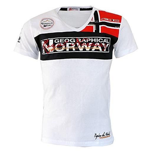 Geographical Norway t-shirt maglia maniche corte short sleeves jidney men uomo geographical norway scollo a v 100% cotone sr339hgn-bianco-xl