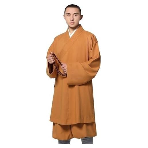 BIVOO zen lay abbigliamento buddha abito abito monaco shaolin, abito del monaco shaolin uniforme del monaco, abito del monaco shaolin buddista estate (color: tan, size: 161-164cm)