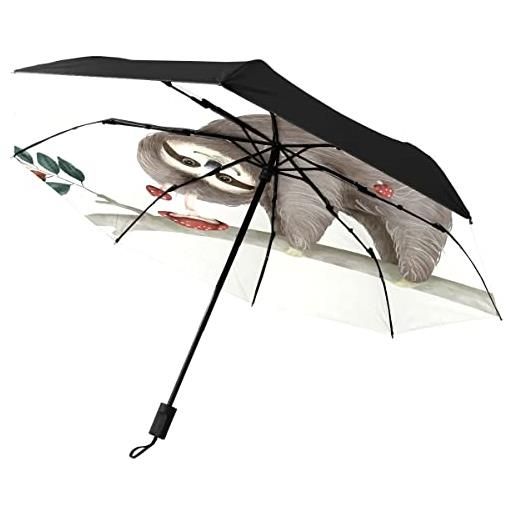CLAYU ombrello pieghevole automatico, simpatici bradipi impermeabili e compatti ombrelli da viaggio per sole e pioggia, colore unico, taglia unica