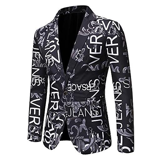 BROZZY blazer moda uomo abito uomo primavera autunno nuovo abito casual uomo body fit classico urban modern abito lavoro uomo a-black xxl