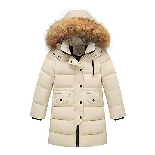 MEYOCEYO piumino bambini invernale unisex cappotto mantieni caldo giacca antivento parka con cappuccio giubbotti snowsuit bianco 150
