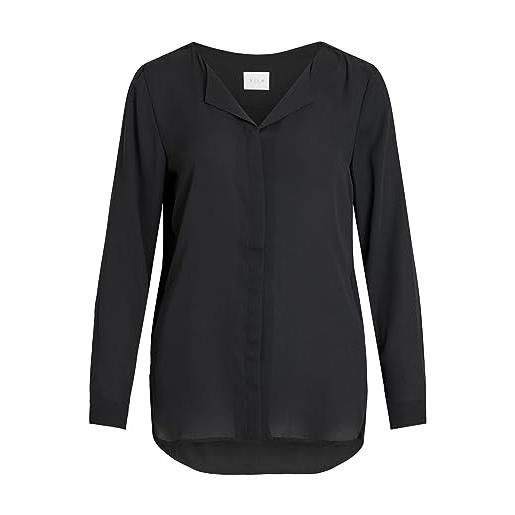 Vila clothes vilucy l/s shirt - noos, camicia donna, nero (black black), 42 (taglia produttore: x-large)