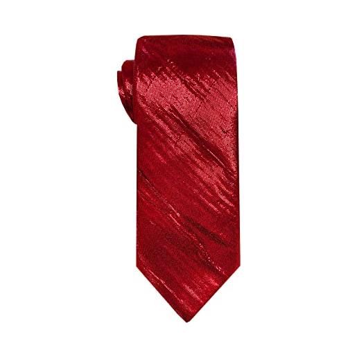 Remo Sartori - cravatta stretta slim in seta lurex rossa ideale per natale capodanno, made in italy, uomo