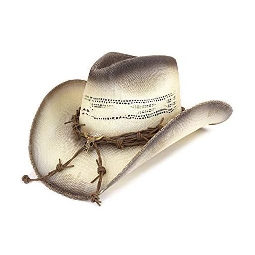 Westernwear-Shop cappello western in paglia ghostrider - cappello estivo da sole da cowboy in paglia per uomo e donna, beige. , m