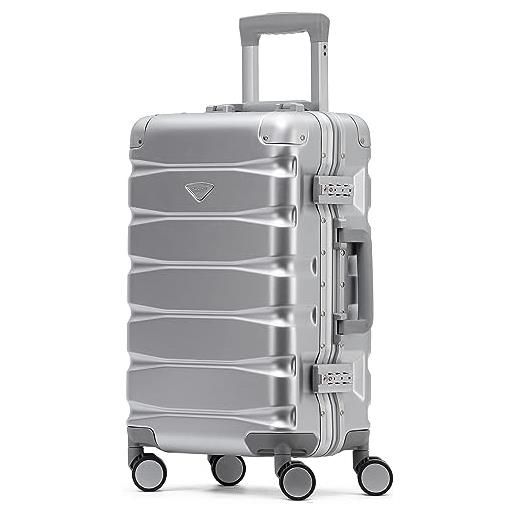 Flight Knight valigia da viaggio di alta qualità, 8 ruote girevoli, serratura tsa integrata, telaio in alluminio leggero, guscio rigido in abs, bagaglio a mano altamente resistente, approvato per