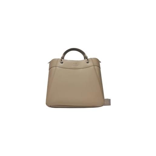 Armani Exchange wave large tote with webb strap, shopping l donna, beige (off road), taglia unica