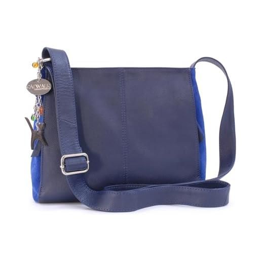 Catwalk Collection Handbags - vera pelle - borse a tracolla/borsa a mano/messenger/borsetta donna - con ciondolo a forma di gatto - charlotte - marrone