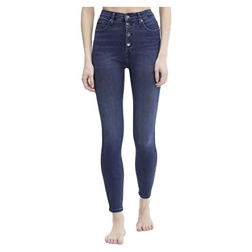 Calvin Klein caviglia super skinny a vita alta jeans, denim dark, 34w donna