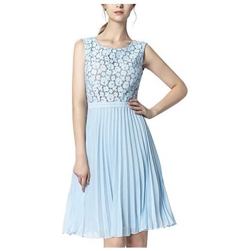 APART Fashion dress with lace vestito elegante, azzurro, 42 (taglia unica: 36) donna