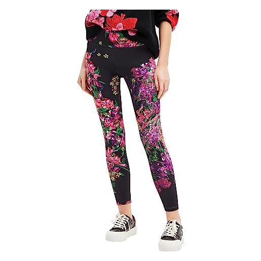 Desigual leggings_flowers pantaloni casual, colore: rosso, xl donna