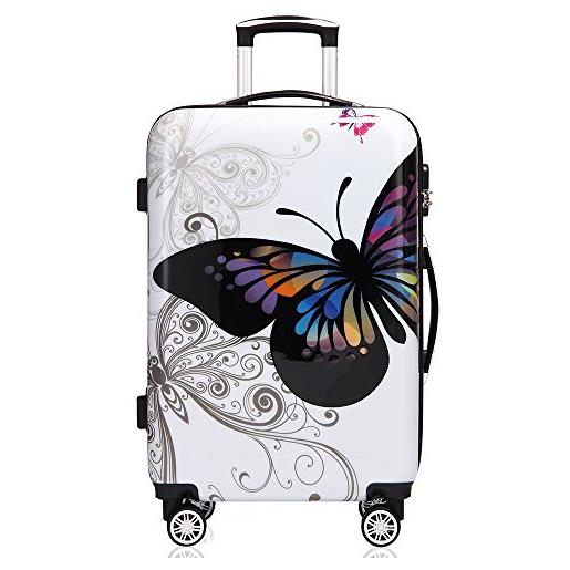 Deuba monzana trolley butterfly valigia guscio rigido xl manico telescopico alluminio ruote girevoli 360°