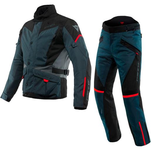 DAINESE - giacca + pantaloni pack tempest 3 d-dry ebony / nero / lava-rosso