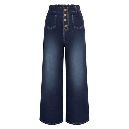 Baggy Jeans da donna Baggy Vintage Denim pantaloni jeans a vita alta jeans  gamba larga con tasche per il tempo libero, pantaloni dritti, pantaloni  casual Y2K Style Harajuku E-Girl, Blu, S 