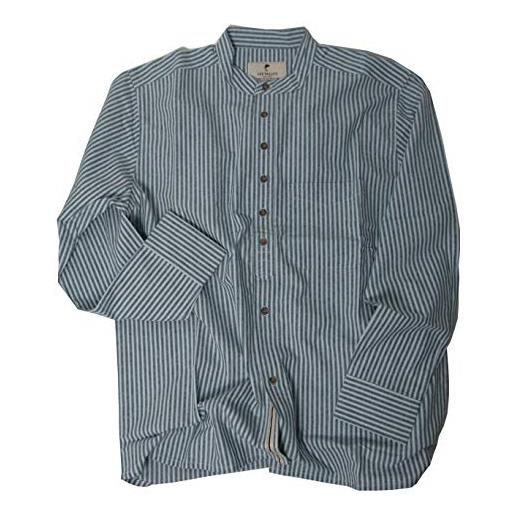 McLaughlin's Irish Shop camicia con collo alto irlandese grandfather in cotone liscio, blu verde a righe, xl
