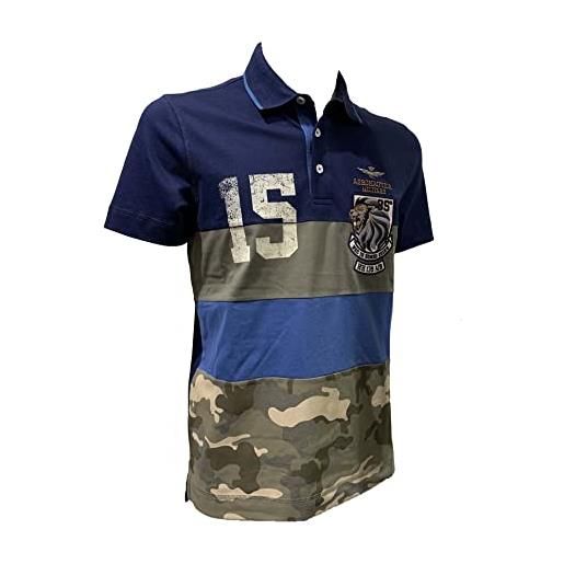 Aeronautica Militare polo po1697p, da uomo, in piqué, maglia, t-shirt, maglietta, maniche corte (xl, 94375 blu)