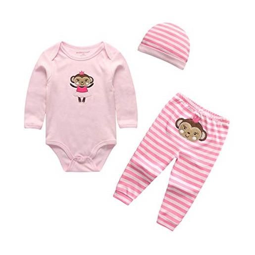 Kiddiezoom vestiti delle neonate vestiti delle bambine, carino neonato del bambino della tuta del bambino del bambino della design scimmia. 12 mesi