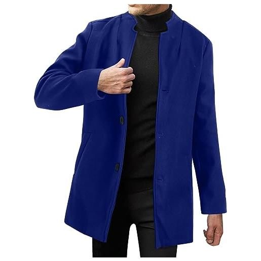 MNRIUOCII cappotto invernale da uomo con collo a risvolto a maniche lunghe giacca di pelle imbottita vintage cappotto ispessito giacca di pelle di pecora cappotto corto giacche, blu, xl