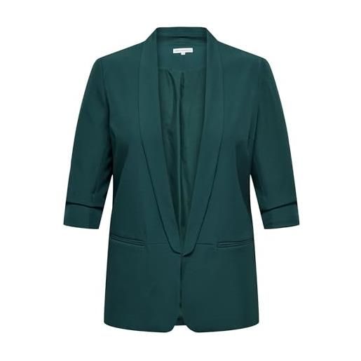 ONLY Carmakoma blazer only carmakoma da donna con maniche a 3/4, tessuto in misto poliestere riciclato, collo revers, vestibilità regolare, colore dark sea blu dark sea