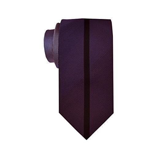 Remo Sartori - cravatta in pura seta sfumata con riga centrale nera, made in italy, uomo (viola)
