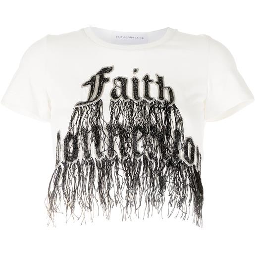 Faith Connexion t-shirt crop con ricamo - bianco