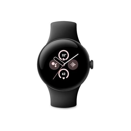 Google pixel watch 2 con fitbit monitoraggio battito cardiaco, gestione stress, funzionalità di sicurezza - smartwatch android - cassa in alluminio - cinturino sportivo nero - wi-fi