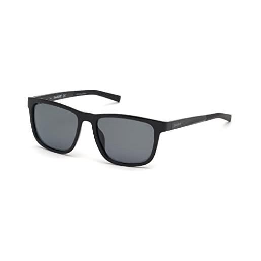 Timberland tb9162 occhiali da sole, shiny black/smoke polarized, 55 uomo