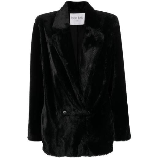 Forte Forte cappotto doppiopetto con design in pelliccia - nero