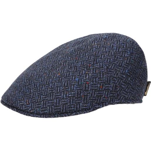 Borsalino cappello piatto parigi, coppola a becco d'oca, lana, intreccio blu nero, tg 60