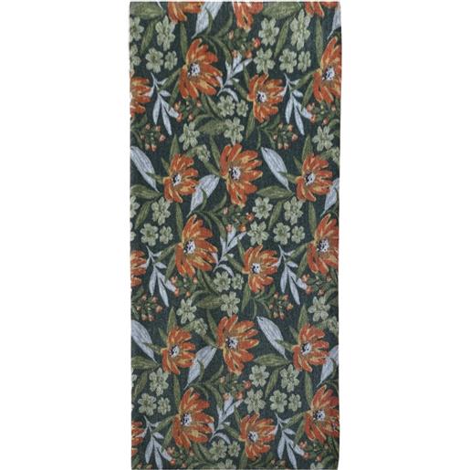 Arcuri sciarpa in seta brush 45x180 verde con fiori arancio