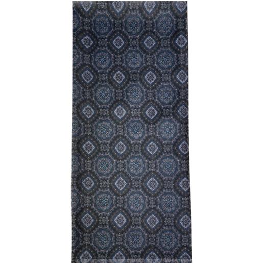Arcuri sciarpa in seta e lana 70x180 double face geometrico blu marrone