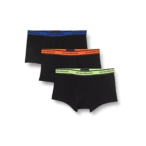 Emporio Armani 3-pack trunk core logoband trunks, nero/verde lime/nero, l uomo