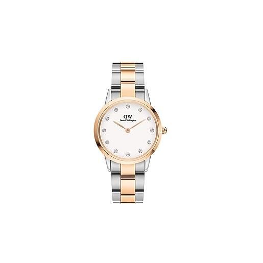 Daniel Wellington orologio iconic link lumine da donna, 28mm acciaio inox (316l) oro rosato orologio donna