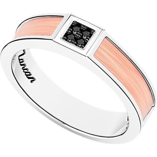Zancan anello da uomo Zancan in argento e oro rosa con diamanti neri