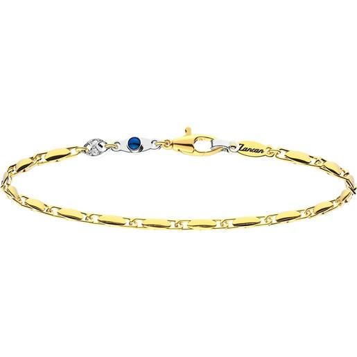 Zancan bracciale da uomo Zancan insignia in oro bicolore con zaffiro blu e diamanti