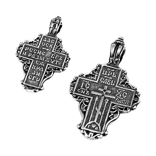 NKlaus ciondolo gesù croce d'argento 925 ciondolo ortodosso simbolo di fede k54